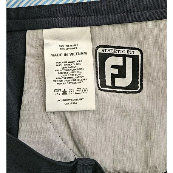 Footjoy FJ (Mens 35X32) Athletic Fit Stretch Golf Chino Pants Casual Navy‎ Blue - Picture 3 of 6